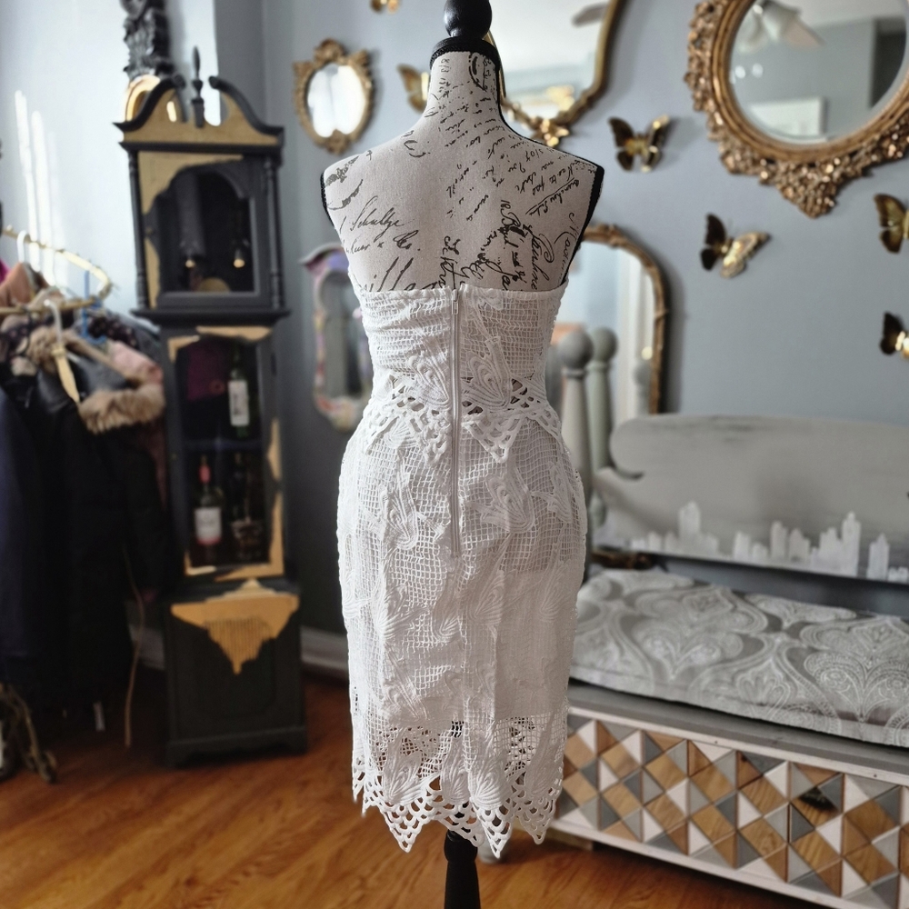Charlotte Russe Fairycore Strapless White Lace Dress Small - Picture 4 of 8